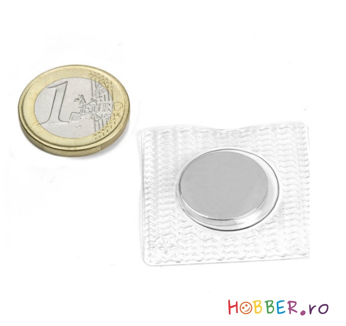 Magnet neodim disc pentru cusut cu PVC patrat, diametru 18 mm